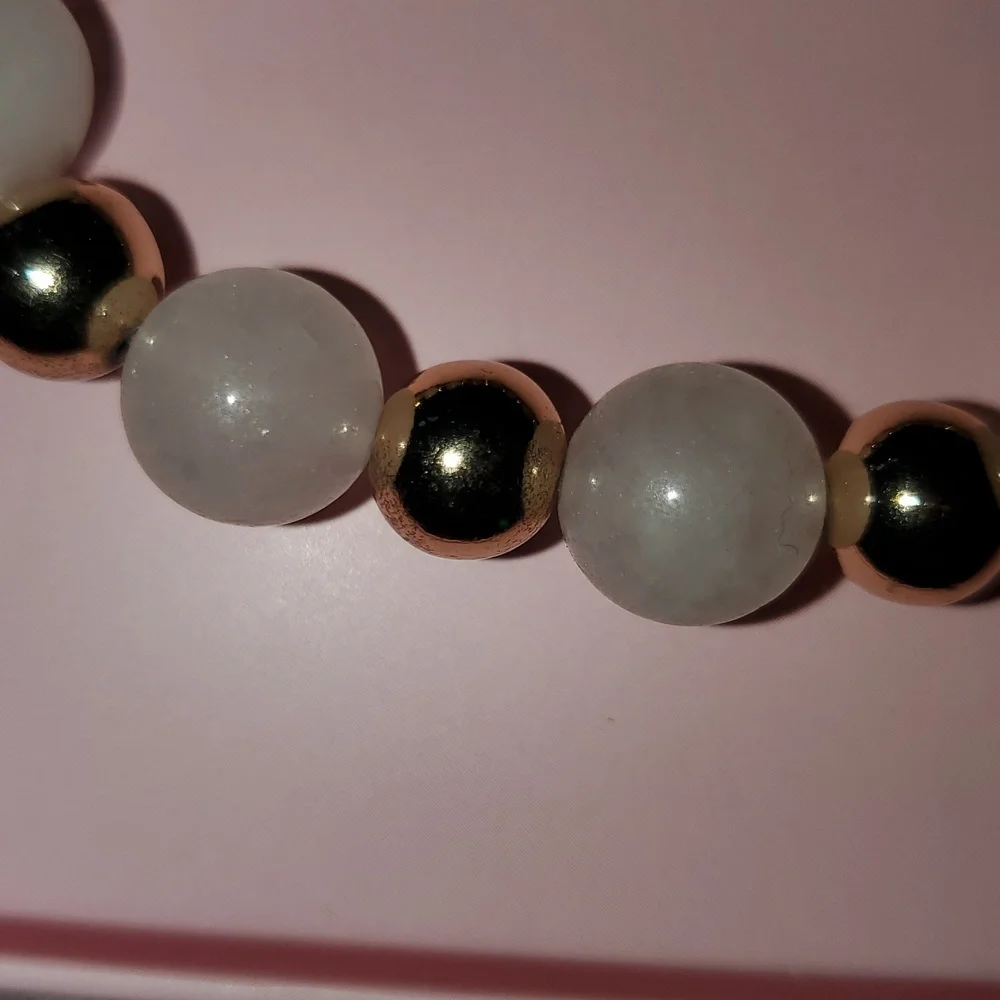 ROSE QUARTZ & Gold Bead Handmade Healing Stretch Bracelet Christmas Gift In Box - Picture 8 of 8